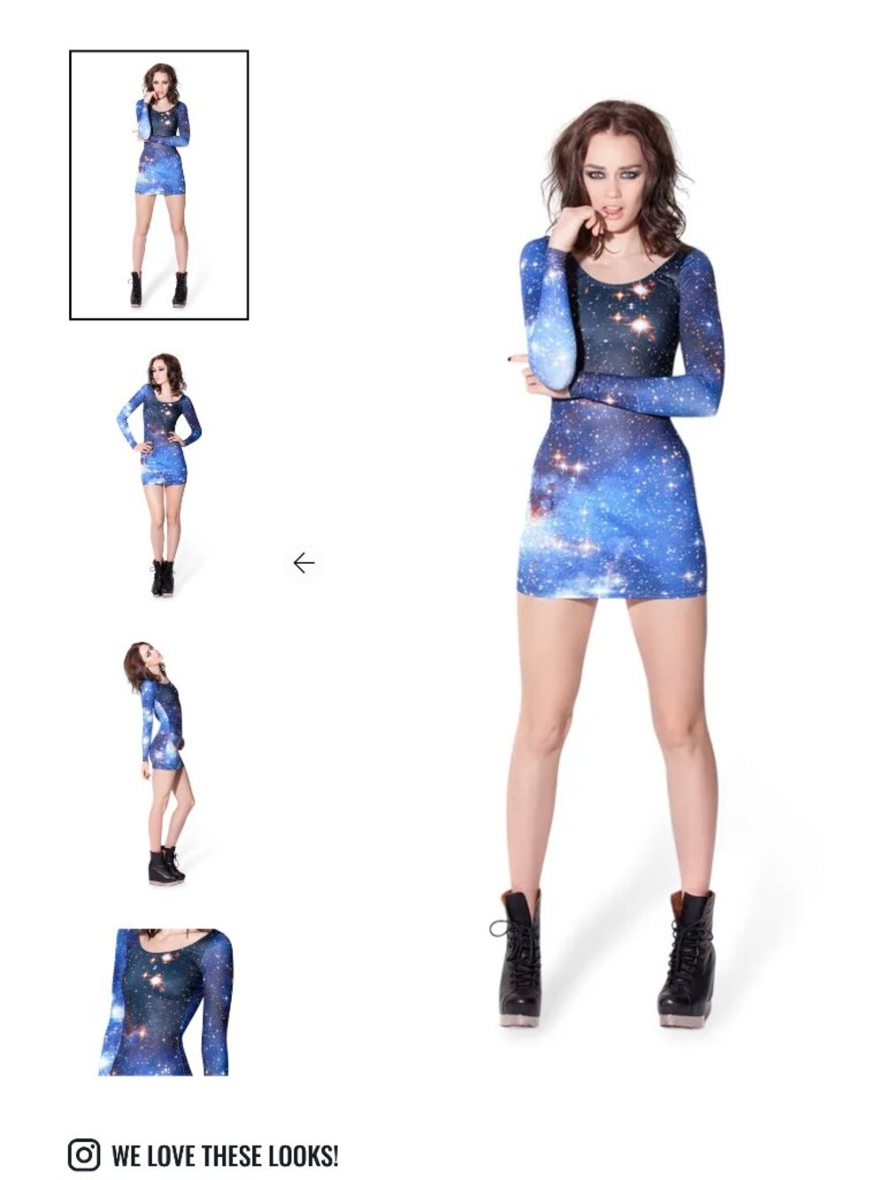 Blackmilk Galaxy Long Sleeve Mini Dress in Blue and Black,XL (Read Description!)